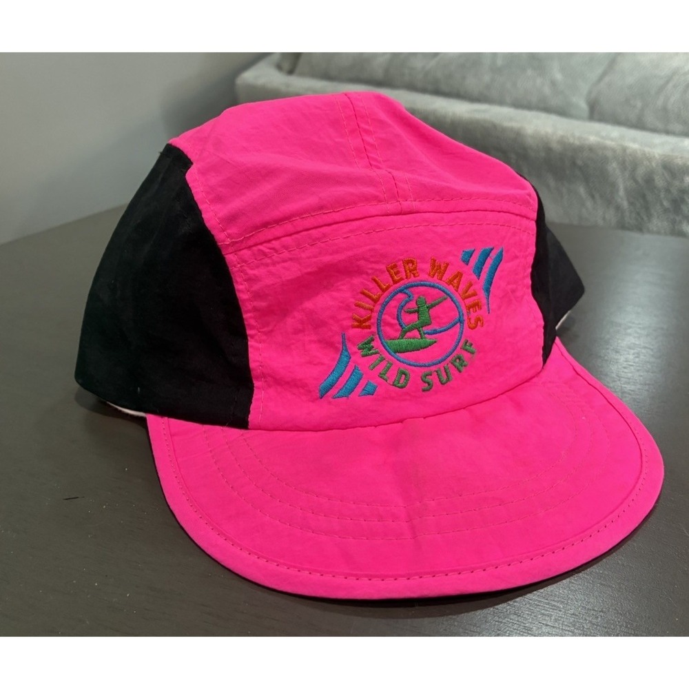 Vtg Killer Waves Wild Surf Neon Pink Hat Cap Y2K